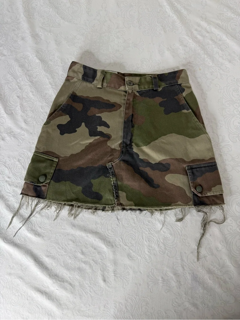 Vintage Re-made Military Camo Mini Skirt Size XS